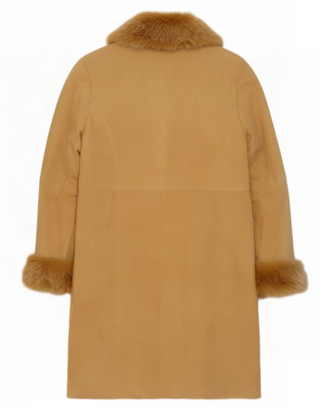 Vintage Womens Suede Overcoat EU 38 Medium Beige Leather