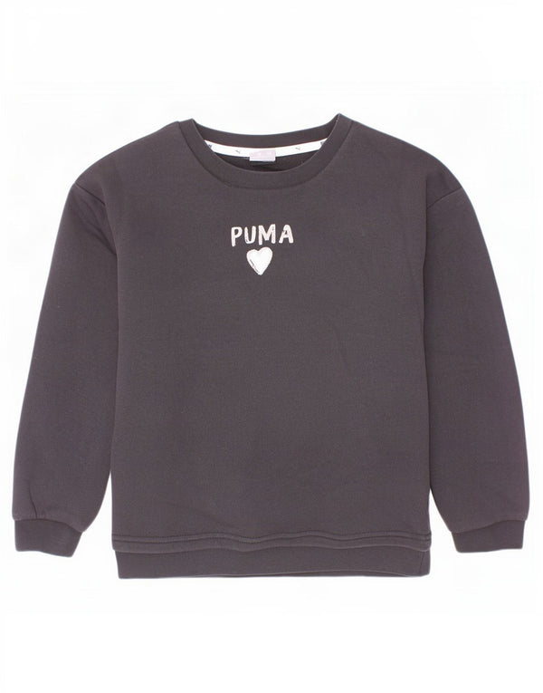 Puma Girls grafikus pulóver 9-10 éves fekete pamut pulóver