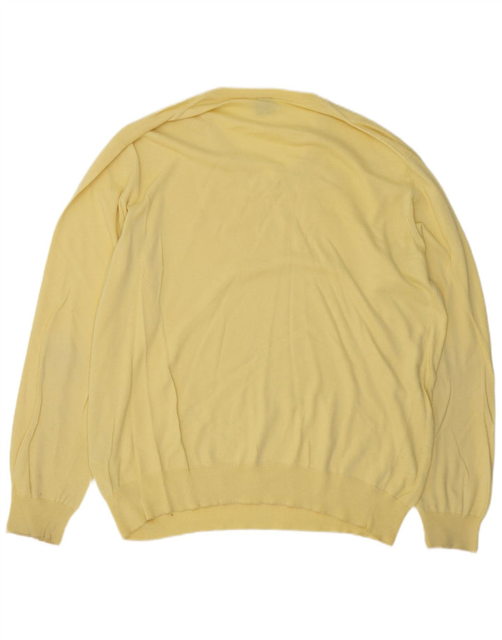 Suéter masculino HUGO BOSS com decote em V IT 54 XL algodão amarelo