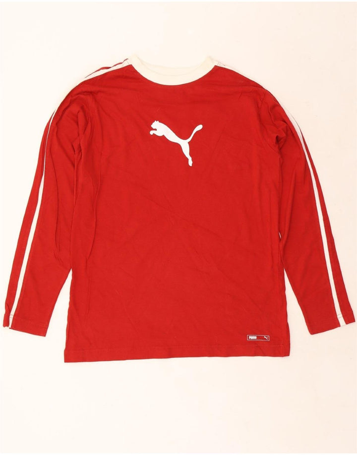 Męska koszulka z grafiką PUMA z długim rękawem i średnim czerwonym kolorem