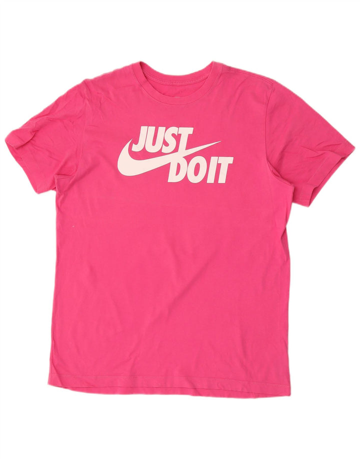 NIKE Mens Graphic T-Shirt Top Large Pink Cotton