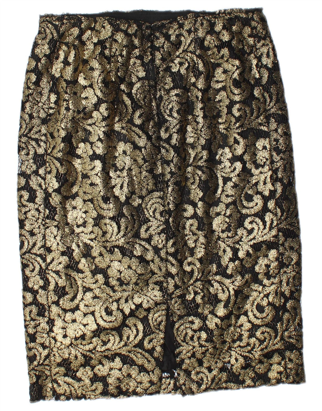 Vintage Womens Pencil Skirt W30 Medium Gold Paisley