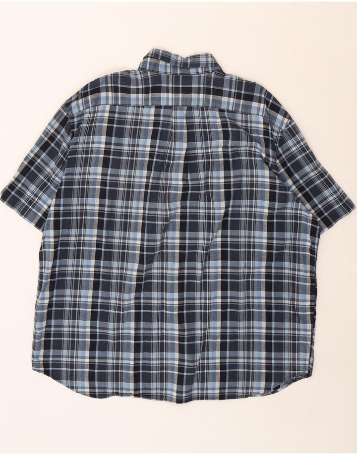 EDDIE BAUER Mens Short Sleeve Shirt 2XL Navy Blue Check Cotton Vintage Eddie Bauer and Second-Hand Eddie Bauer from Messina Hembry 