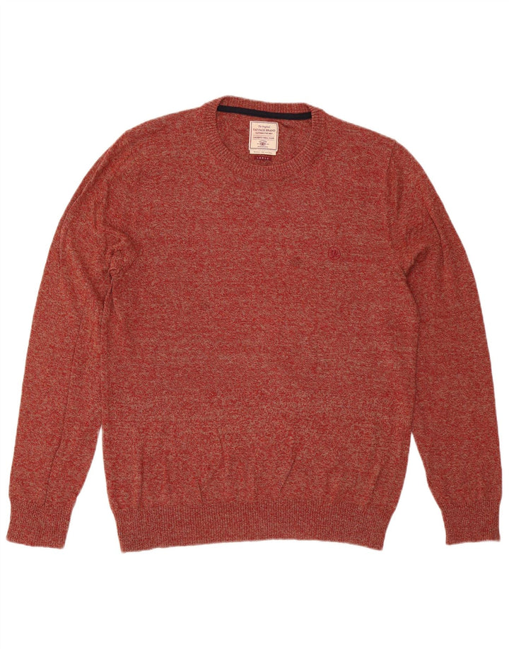 Fat Face Mens Crew Neck Jumper Sweater Large Red Flecked Cotton