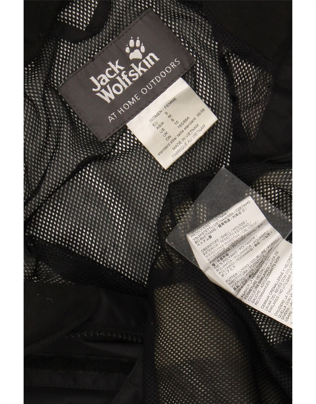 JACK WOLFSKIN Womens Rain Jacket UK 10 Small Black Polyamide