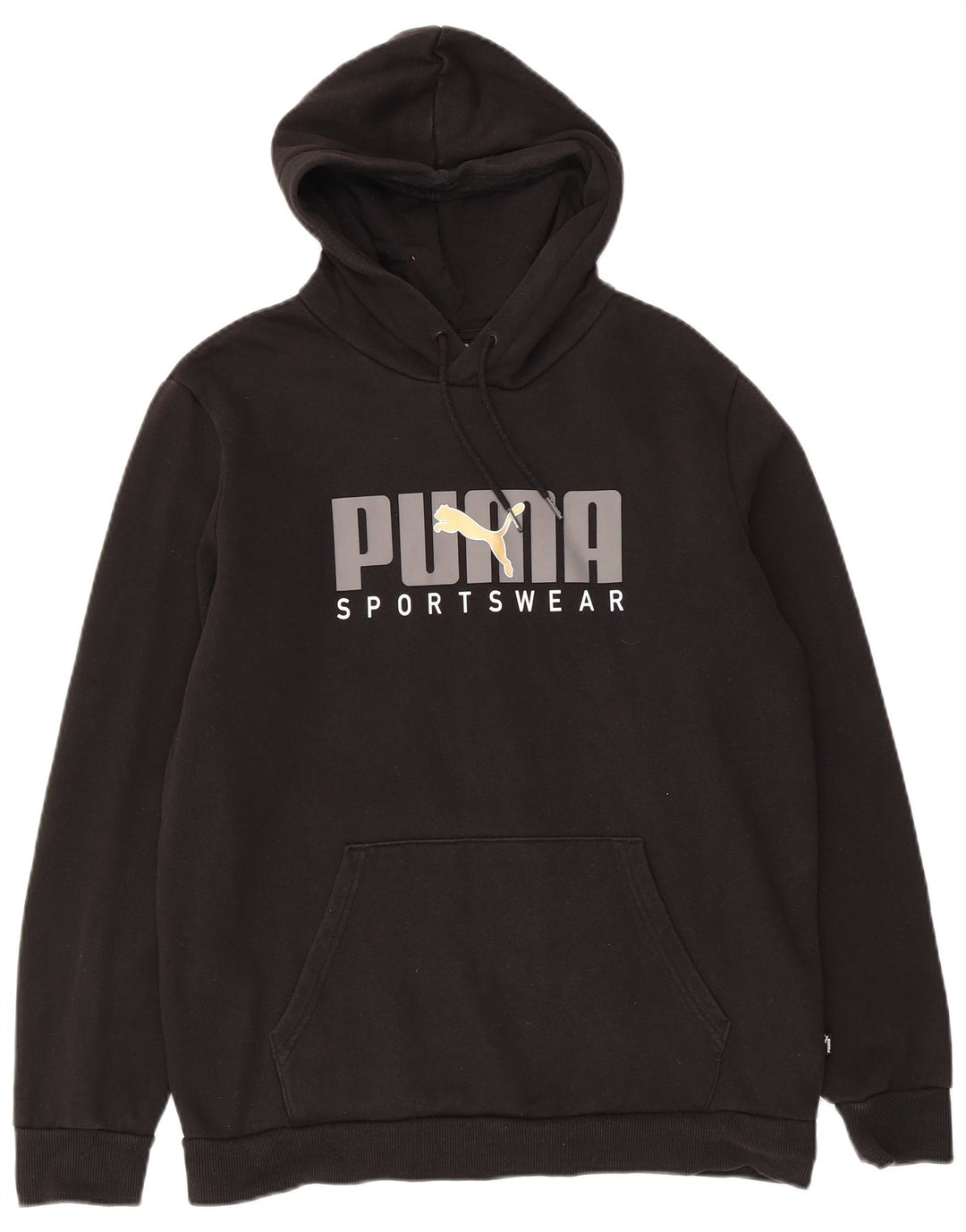 Puma Mens Graphic Hoodie Jumper Medium Black Cotton