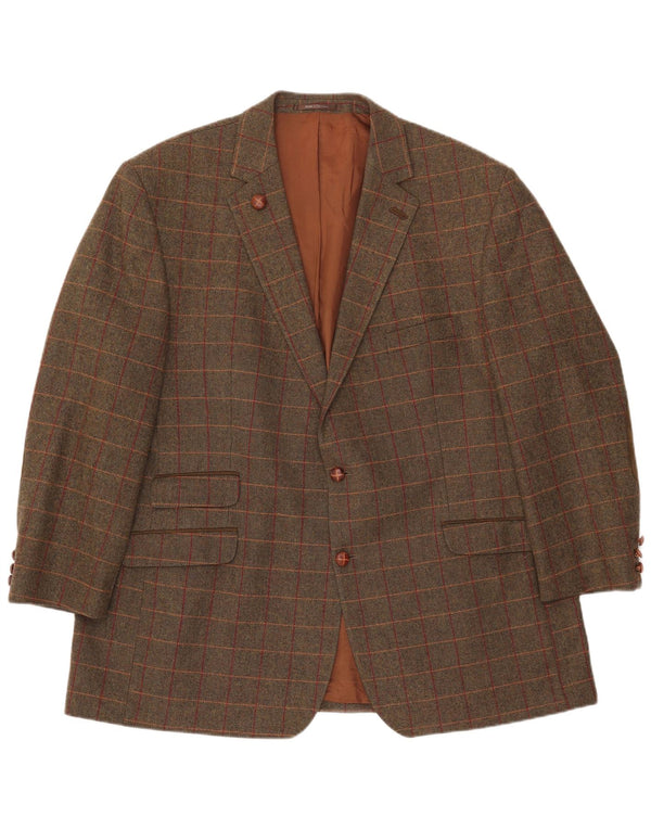 Jachetă vintage pentru bărbați cu 2 nasturi IT 54 2XL Lână verde check