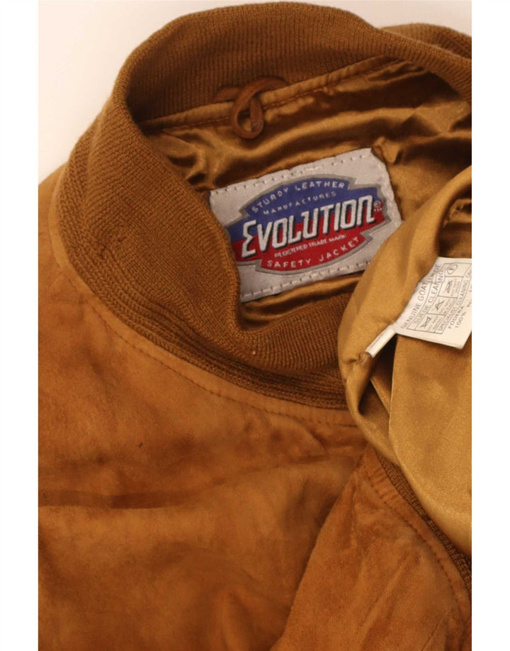 Evolution Herre Ruskind Bomber Jacket UK 44 2XL Beige Læder