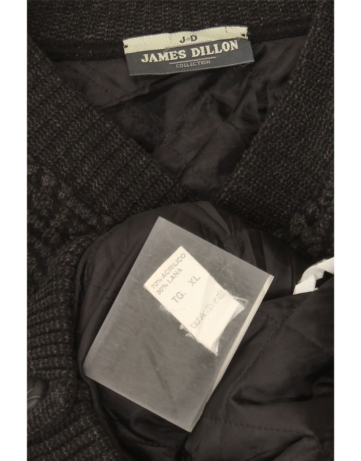 James Dillon Mens Cardigan Sweater XL Grey Chevron Acrylic