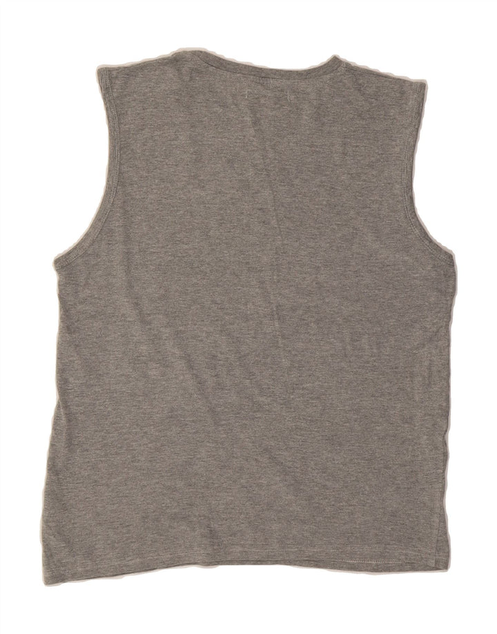 PIERRE CARDIN Womens Graphic Vest Top UK 14 Medium Grey Cotton Vintage Pierre Cardin and Second-Hand Pierre Cardin from Messina Hembry 
