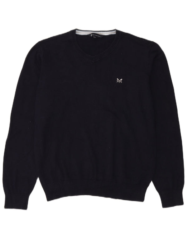 Crew Clothing Herren-Pullover mit V-Ausschnitt, groß, marineblaue Baumwolle