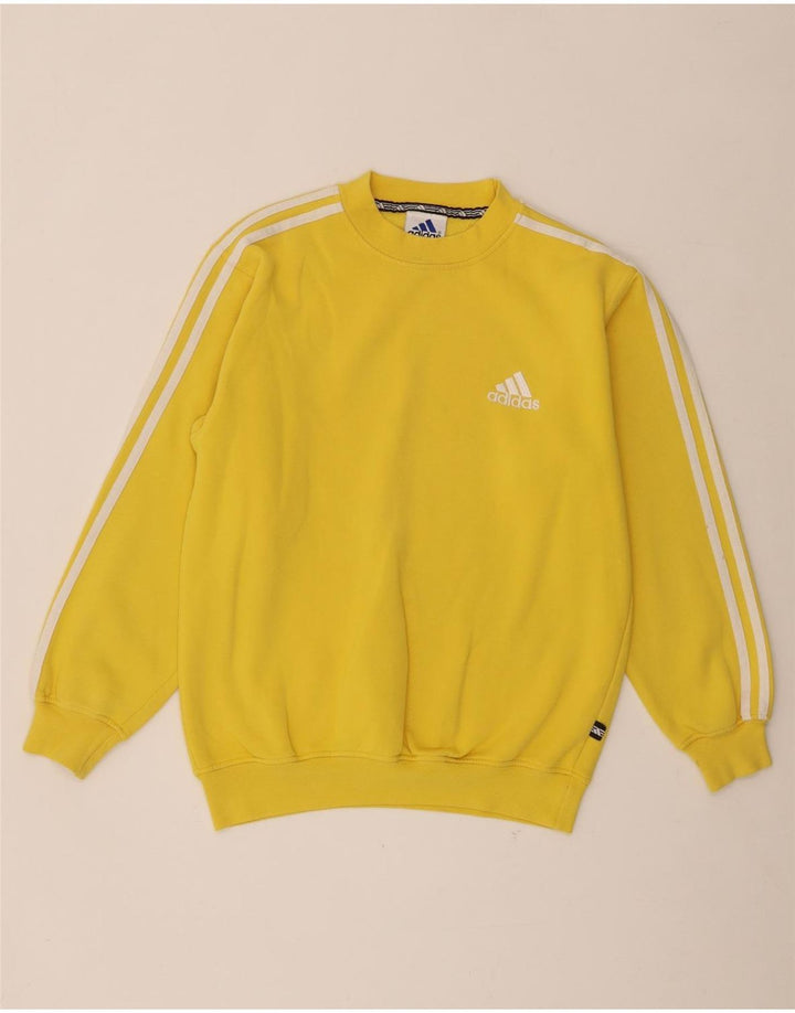 Adidas Boys Sweatshirt Jumper 13-14 Years Yellow Cotton