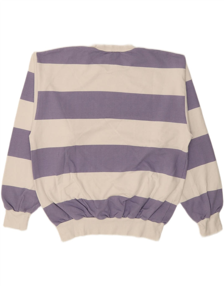 TRIGEMA Mens Sweatshirt Jumper Large Purple Striped Cotton Vintage Trigema and Second-Hand Trigema from Messina Hembry 