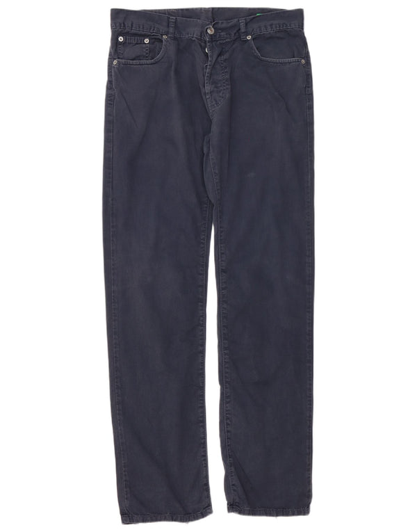 Pantaloni casual dritti da uomo Benetton W34 L32 Blu Navy
