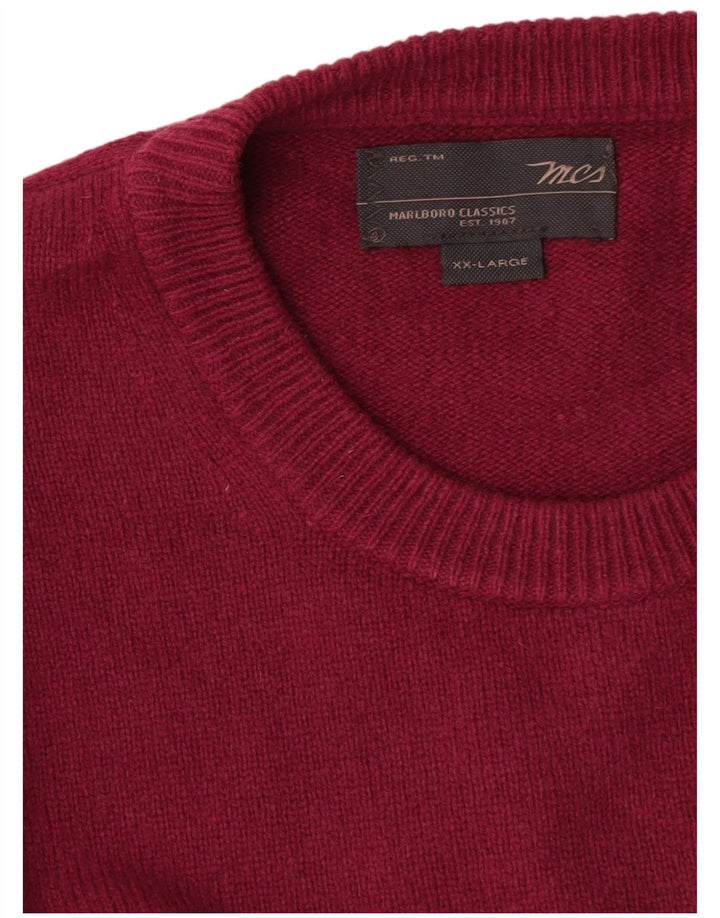 Marlboro Classics Mens Crew Neck Jumper Sweater 2XL Burgundy Wool