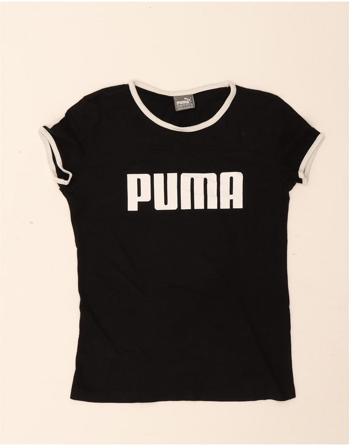 Puma Womens Graphic T-Shirt Top UK 8 Small Black Modal