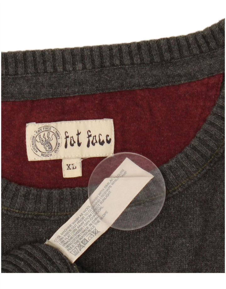 FAT FACE Mens Crew Neck Jumper Sweater XL Grey Cotton