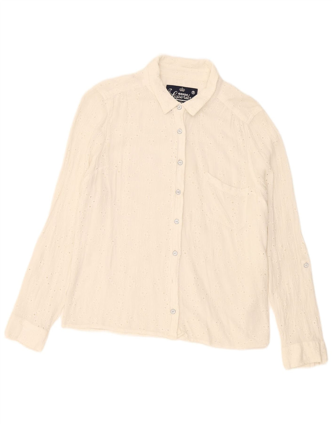 Superdry Womens Shirt UK 18 XL White Cotton