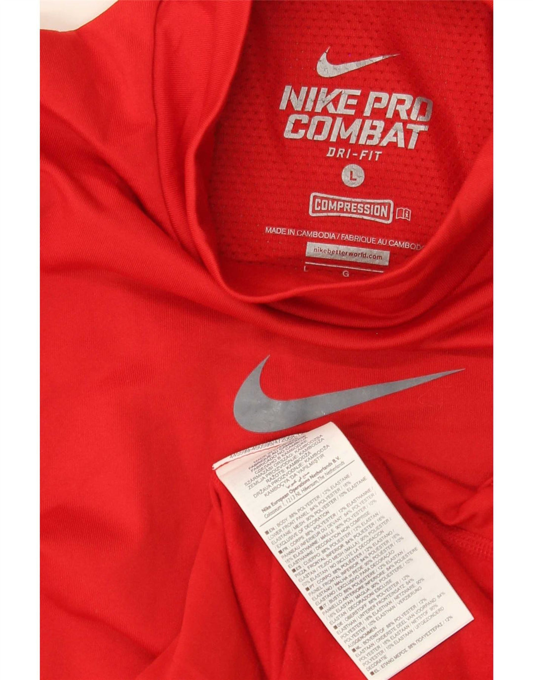 Nike Mens Dri Fit Top Long Sleeve Large Red Polyester