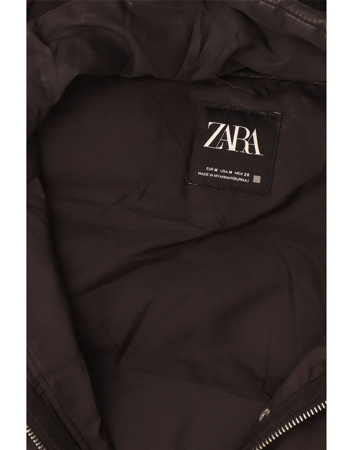 Zara Womens Hooded Padded Gilet UK 14 Medium Black