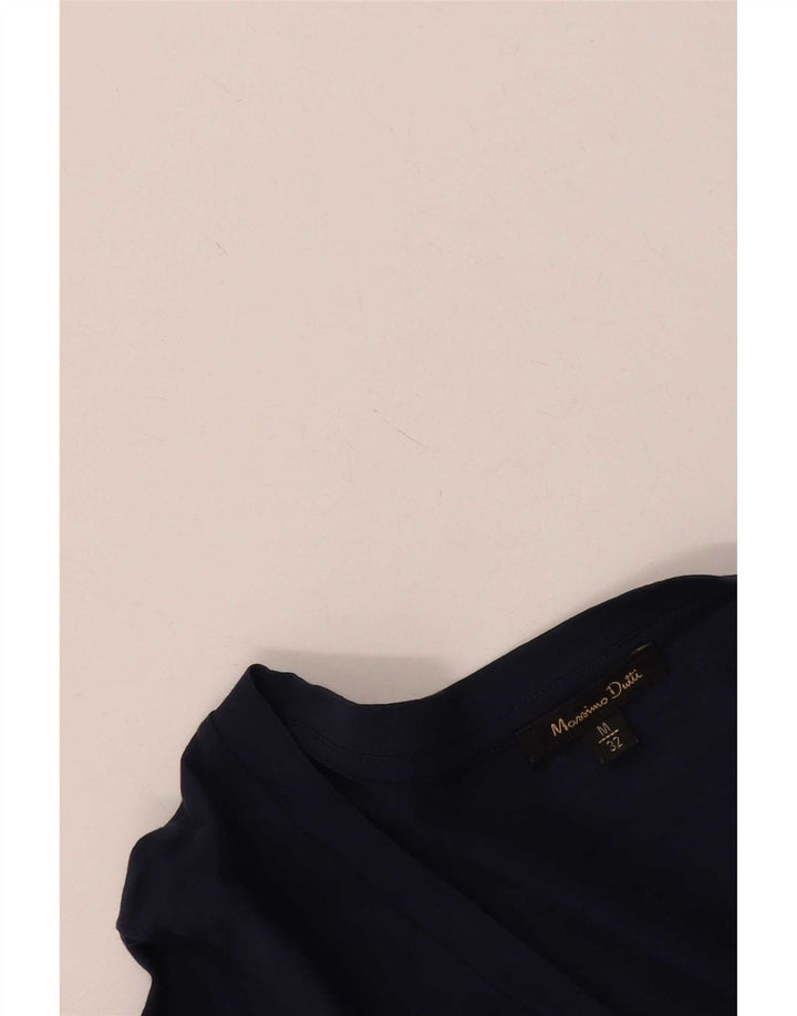 Massimo Dutti Womens 3/4 Sleeve Blouse Top UK 12 Medium Navy Blue