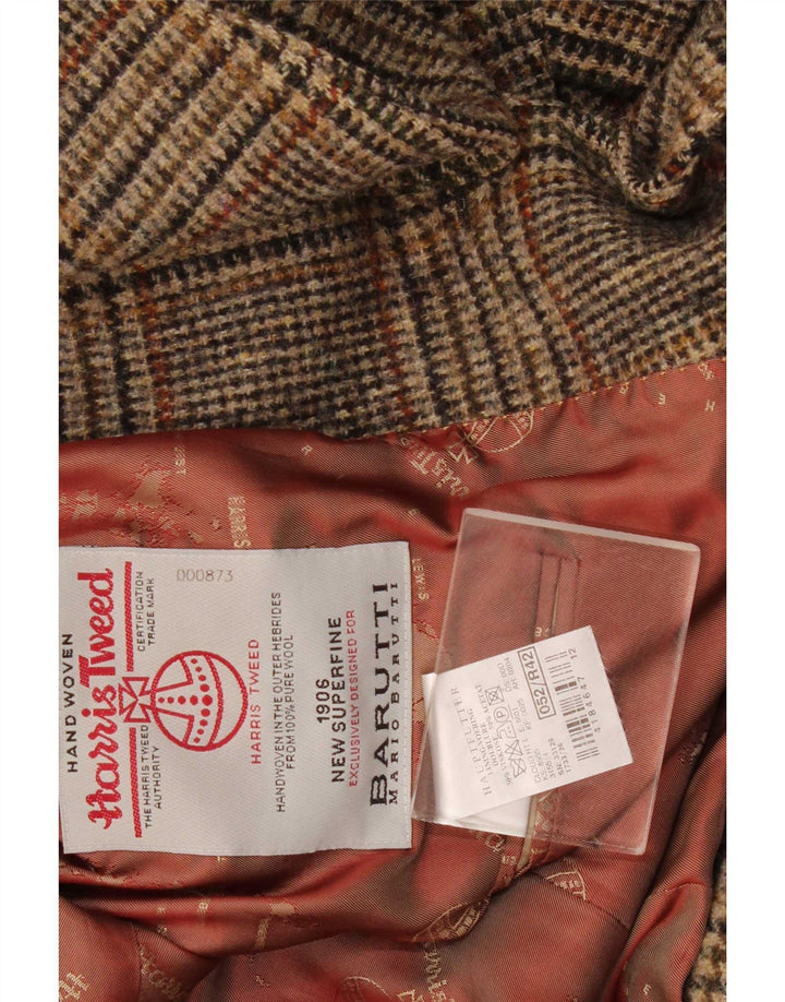 Harris Tweed Veste blazer à 2 boutons pour homme IT 52 XL en laine à carreaux marron