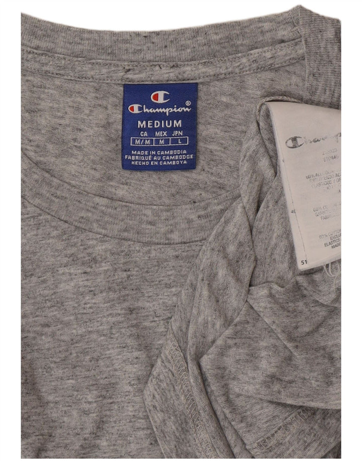 CHAMPION Mens Graphic T-Shirt Top Medium Grey Flecked Cotton