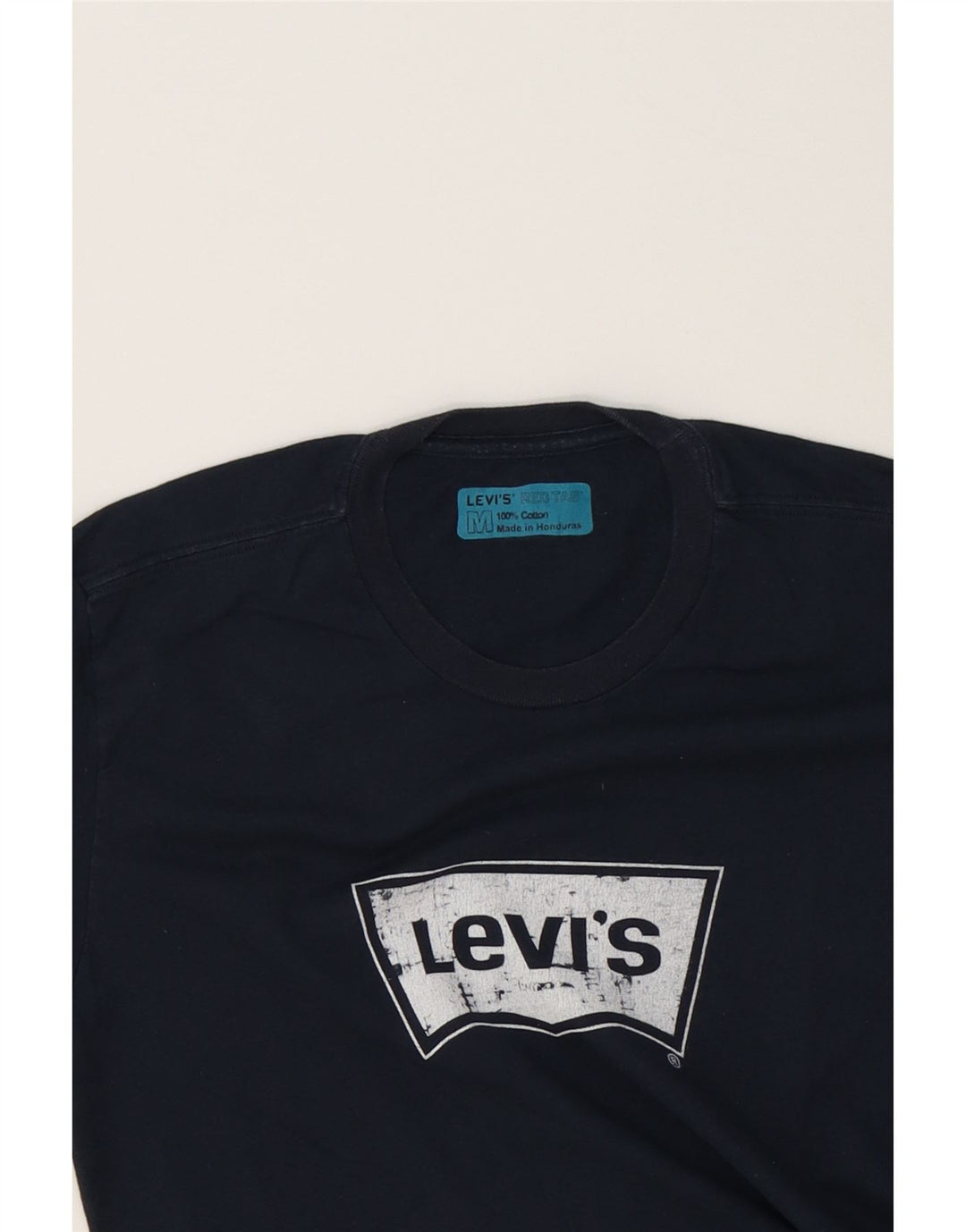 LEVI'S Mens Graphic T-Shirt Top Medium Navy Blue Cotton Vintage Levi's and Second-Hand Levi's from Messina Hembry 