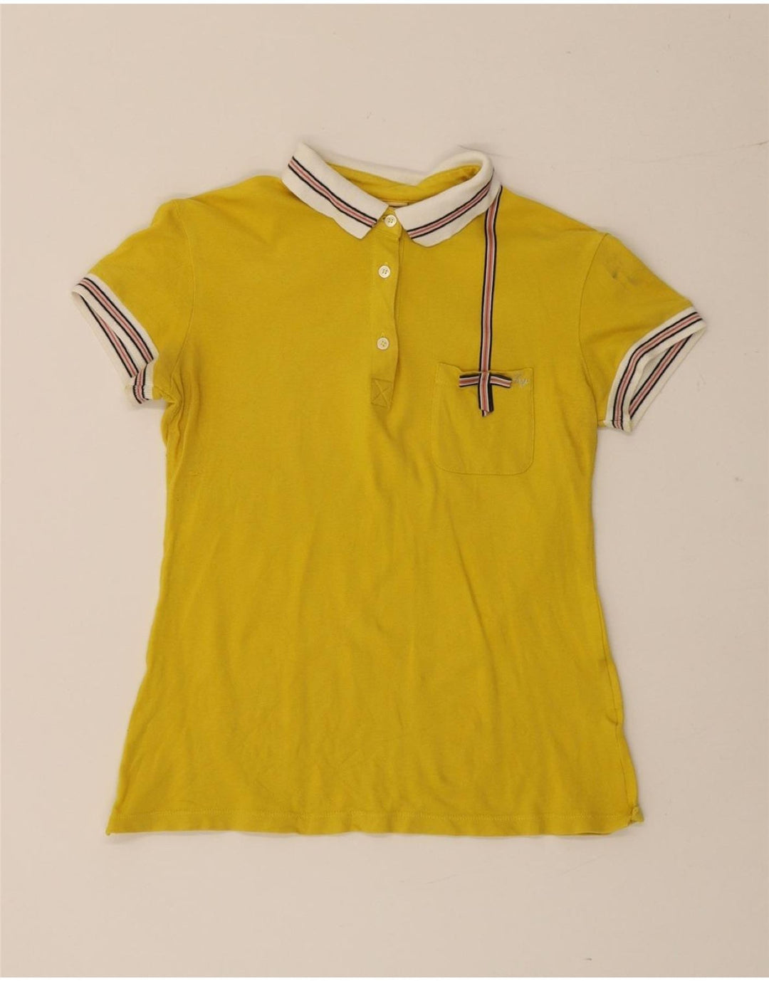 Fay Womens Polo Shirt UK 12 Medium Yellow