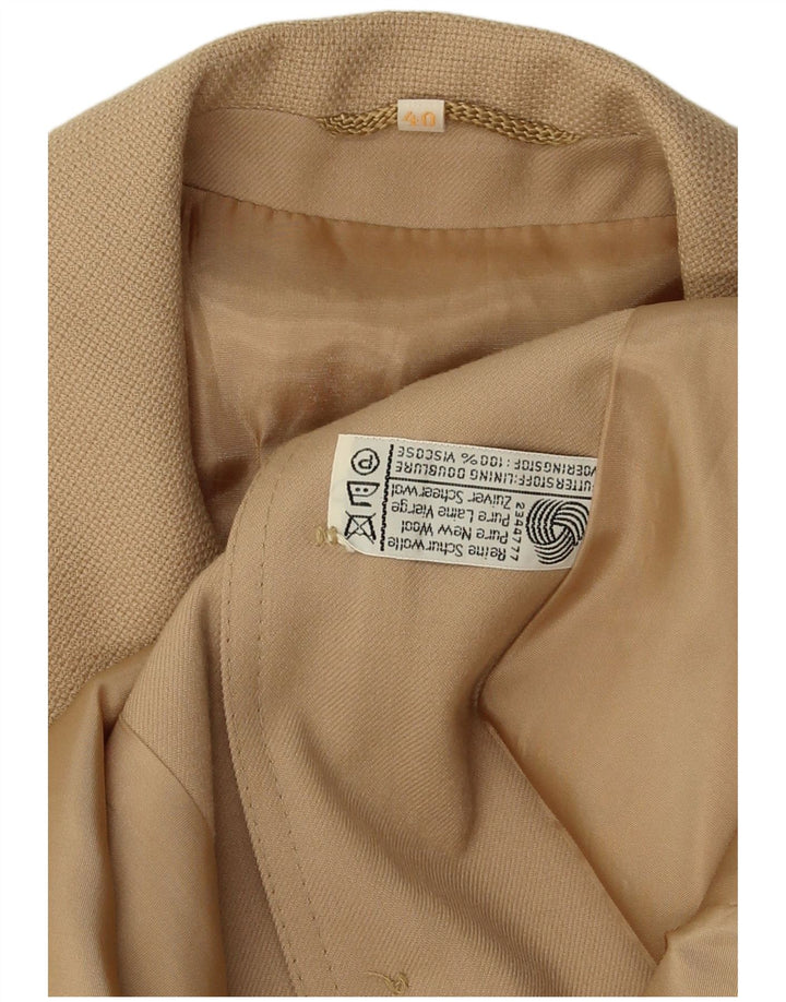 VINTAGE Womens 4 Button Blazer Jacket IT 40 Small Beige Wool