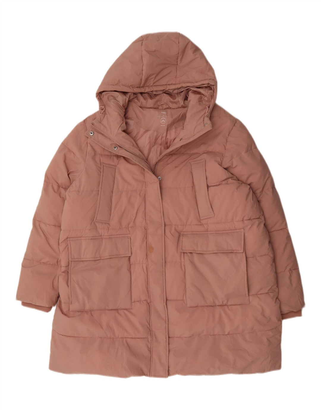 Marks & Spencer Womens Hooded Padded Coat UK 24 4XL Pink Polyester