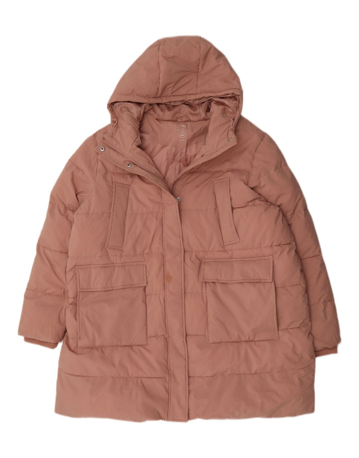 Marks & Spencer Womens Hooded Padded Coat UK 24 4XL Pink Polyester