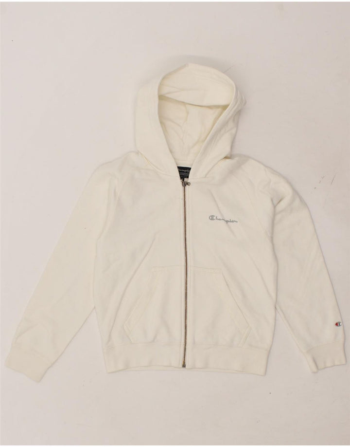 CHAMPION Girls Zip Hoodie Sweater 7-8 Years  Beige Cotton Vintage Champion and Second-Hand Champion from Messina Hembry 
