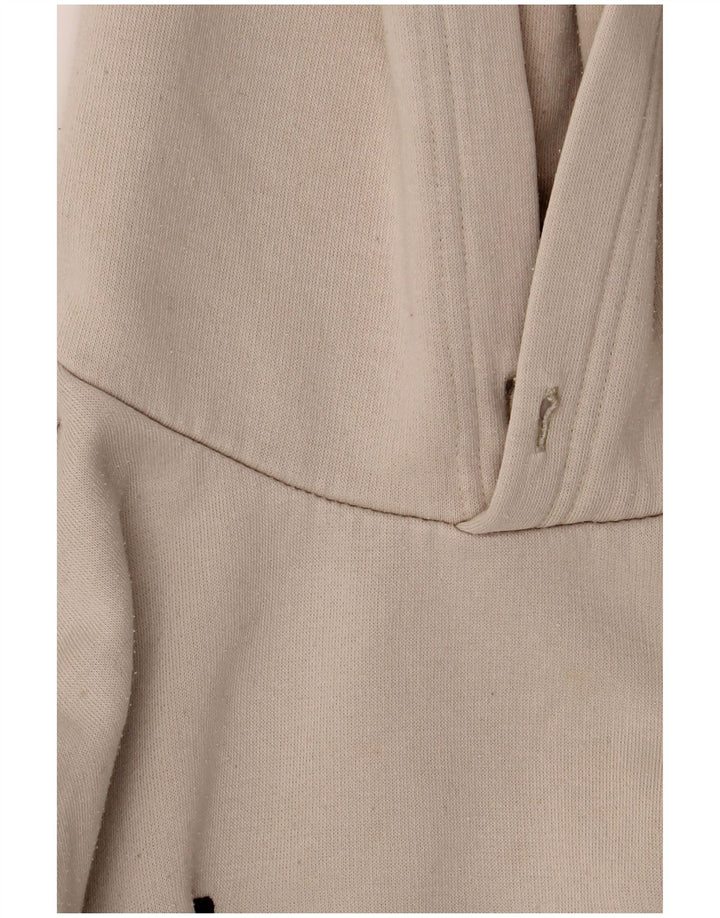 Champion Mens Graphic Hoodie Jumper Medium Beige Cotton