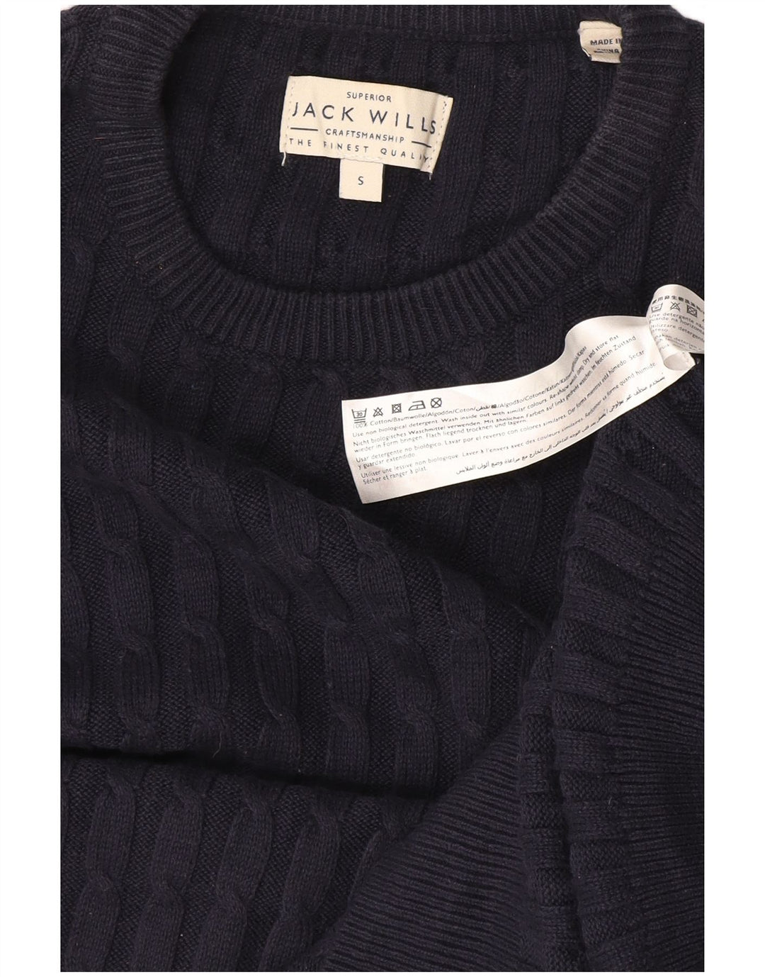 Jack Wills Mens Crew Neck Jumper Sweater Small Navy Blue Cotton