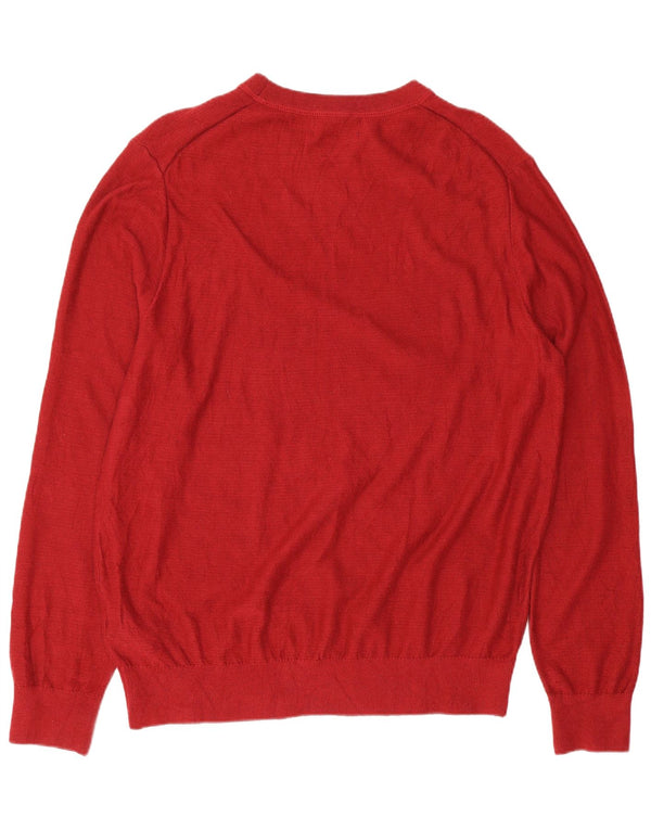 Nautica Mens Regular Fit Crew Neck Jumper pulóver, közepes piros pamut