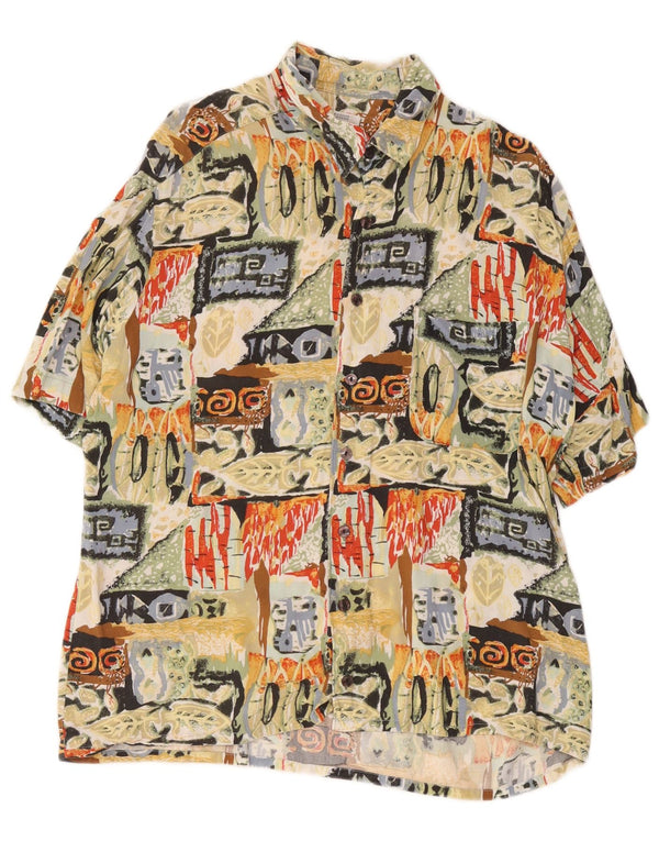 C&A Chemise à Manches Courtes Homme Large Viscose Géométrique Multicolore