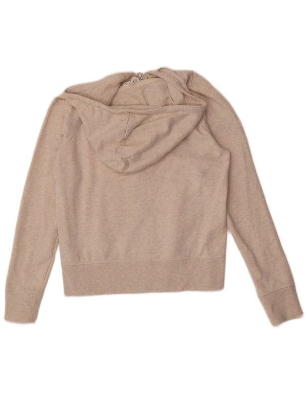 Gap Womens Graphic Zip Hoodie Sweater UK 6 XS Beige Flecked Cotton