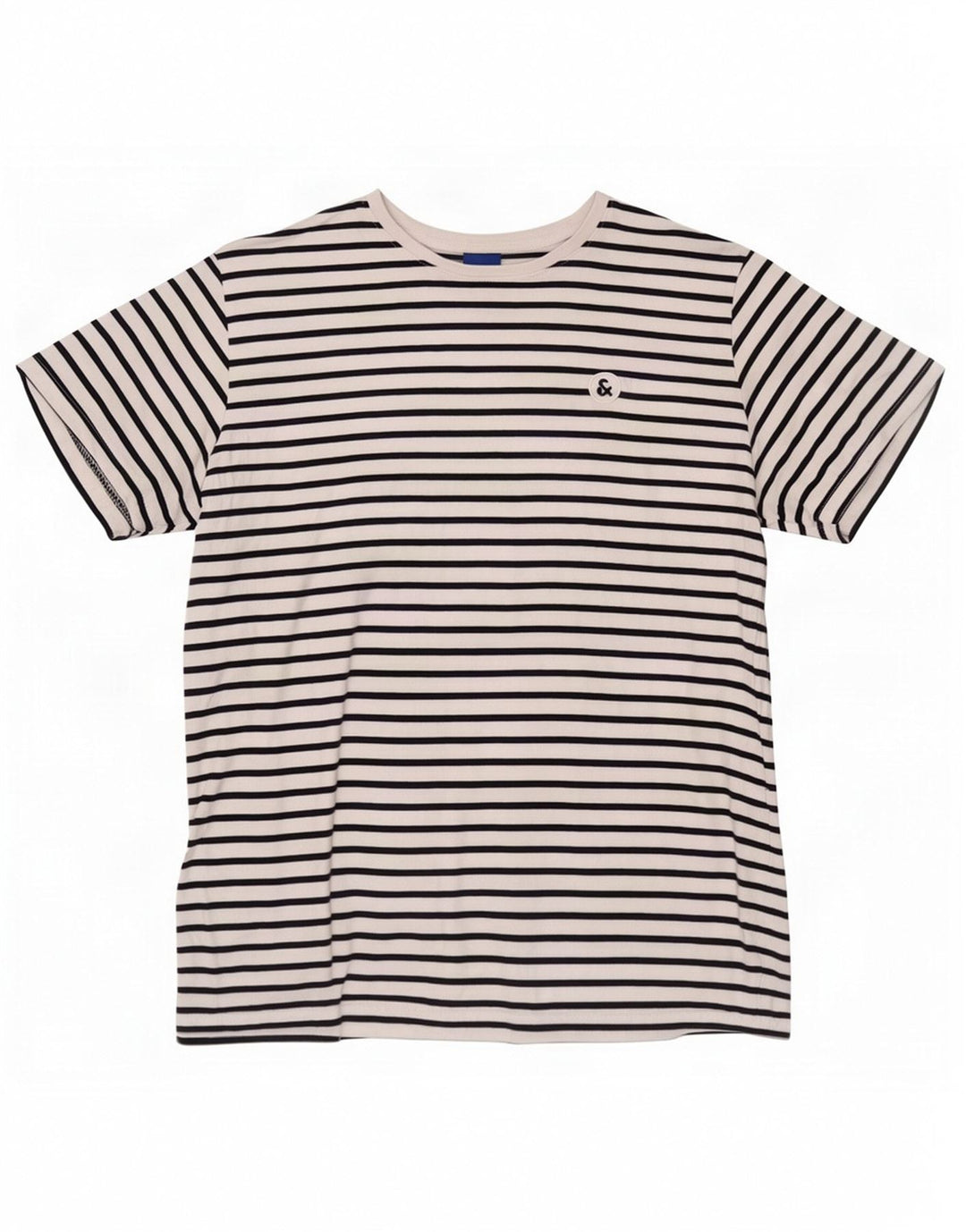 Jack & Jones Mens T-Shirt Top Large White Striped Cotton