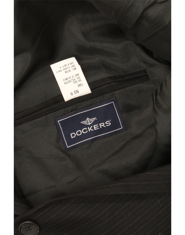 Dockers Herre 2-knaps blazerjakke IT 50 Stor sort nålestribet uld