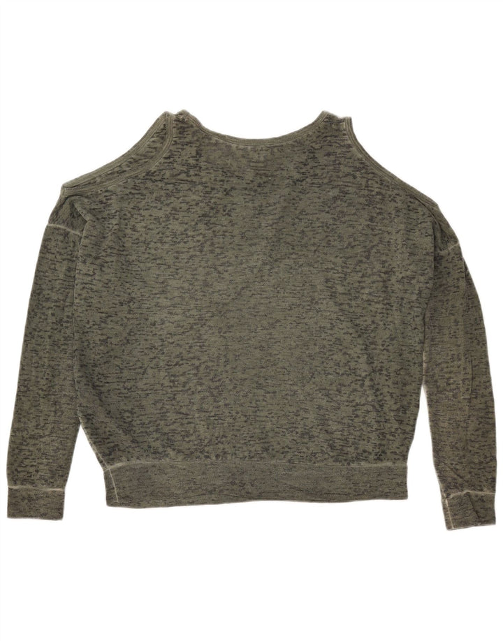 ZARA Mujer Top Extragrande Manga Larga UK 44 Medio Caqui Moteado