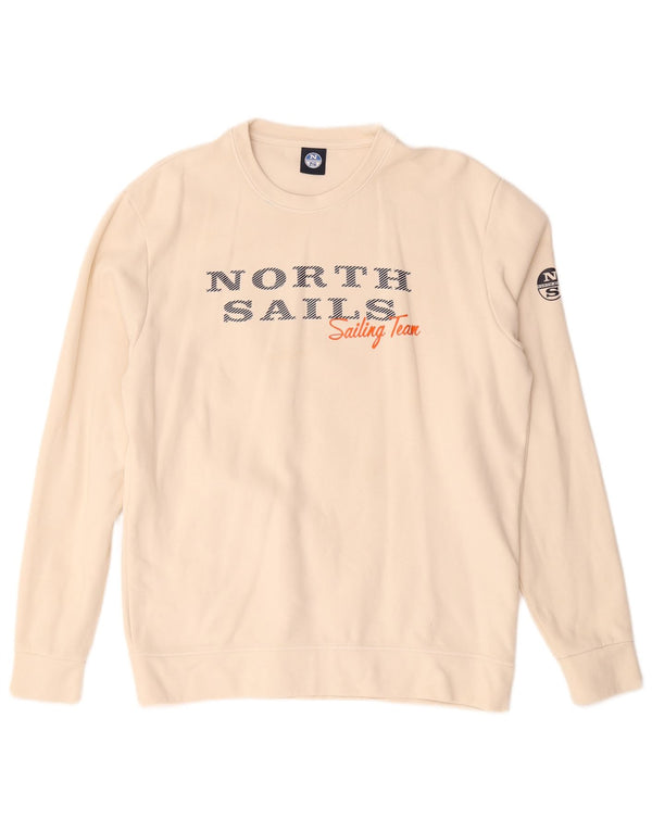 North Sails Mens Graphic Sweatshirt Jumper XL Off White Cotton