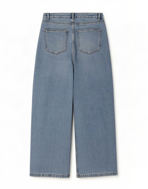Marks & Spencer Dame Jeans med brede ben UK 12 Medium W30 L29 Blå Bomuld