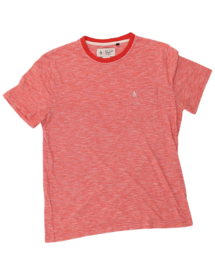 Penguin Mens T-Shirt Top Large Red Flecked Cotton