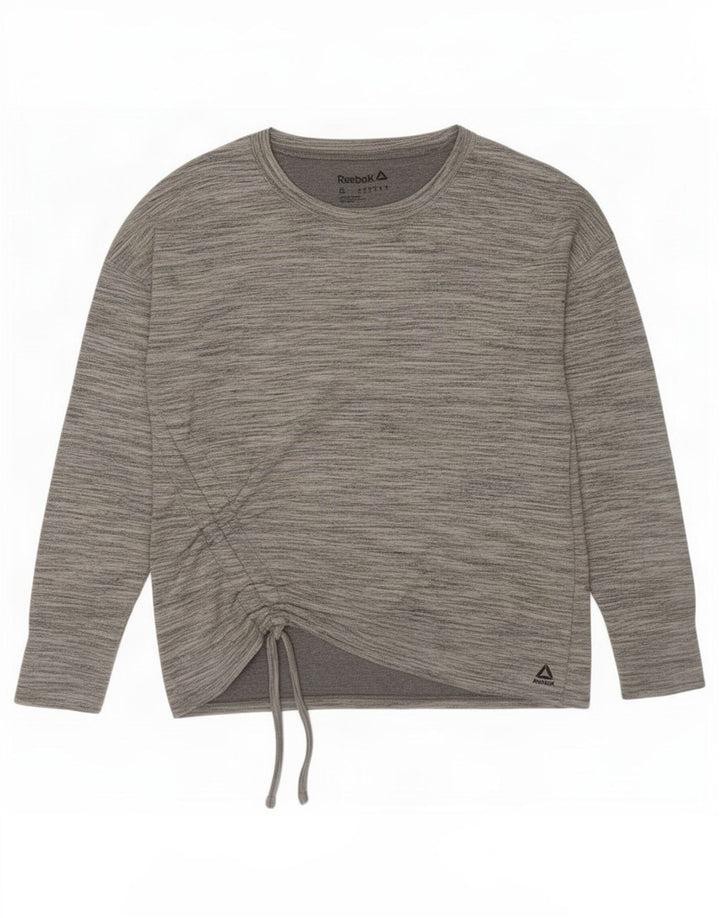 Reebok Womens Oversized Top Long Sleeve UK 10 Small Grey Flecked Polyester
