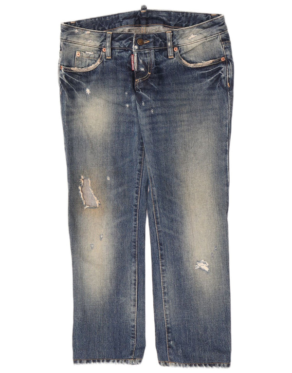 Dsquared Blugi Distressed drepte pentru femei IT 44 Medium L30 L27 Bumbac albastru