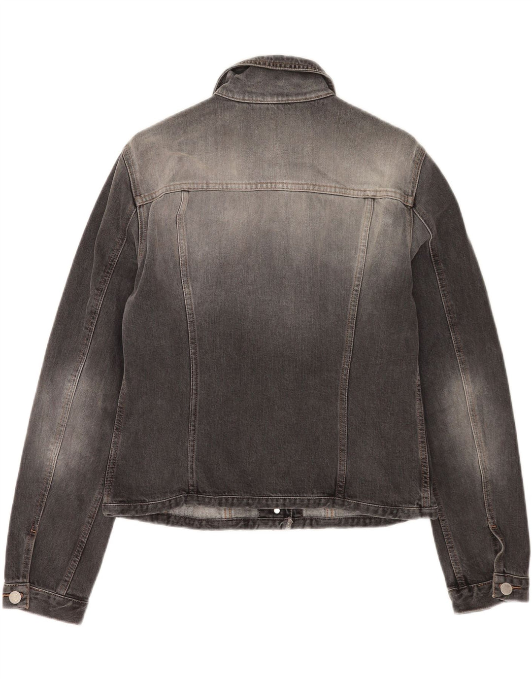 Benetton Womens Crop Denim Jacke UK 16 Große graue Baumwolle