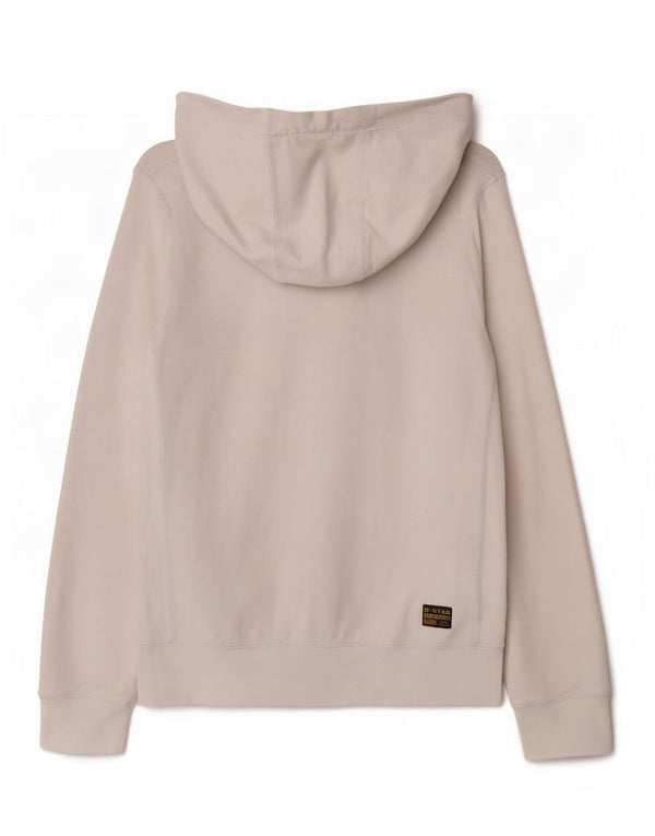 G-Star Damen Graphic Zip Hoodie Pullover UK 10 Small Weiße Baumwolle