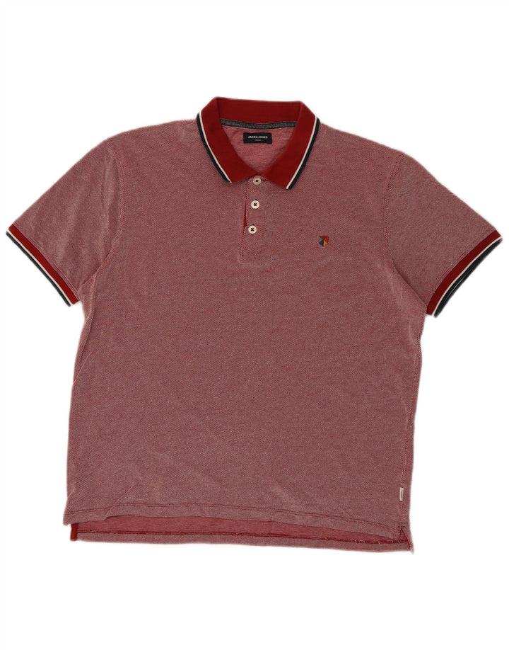 JACK & JONES Mens Polo Shirt Large Burgundy