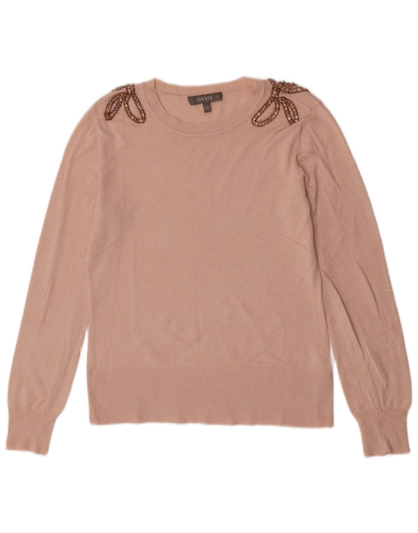 Oasis Dame Boat Neck Jumper Sweater UK 10 Small Pink Viscose